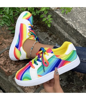 Autumn color women's sneakers  new fashion casual trendy shoes wholesale