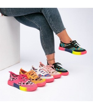 New  Large 36-43 Casual Single Shoe Colorful Lace-up Breathable Casual All-Match Sneakers For Women
