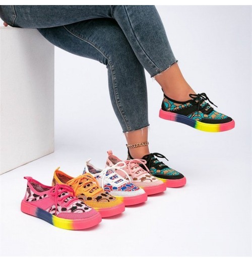 New Large 36-43 Casual Single Shoe Colorful Lace-up Breathable Casual All-Match Sneakers For Women New Large 36-43 Casual Single Shoe Colorful Lace-up Breathable Casual All-Match Sneakers For Women