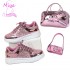  Fall New Sequined Patchwork Glitter Pu Leather Lace Up Flat Sneaker Casual Walking Shoes for Women and Man Unisex Sneakers